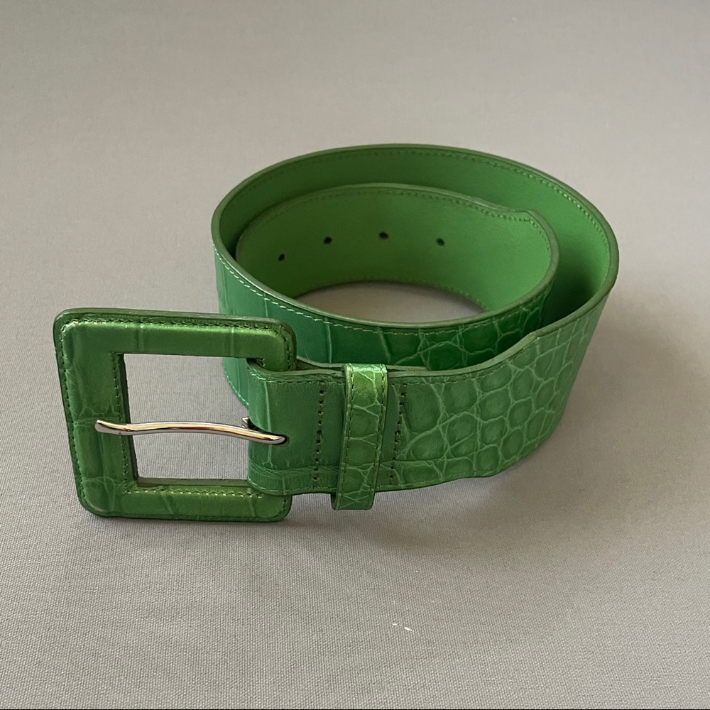 Club Monaco green croc embossed belt